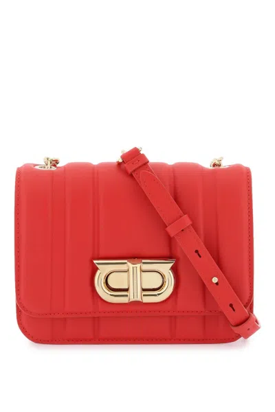Ferragamo Luxurious Red Gancini Hook Crossbody Handbag For Women