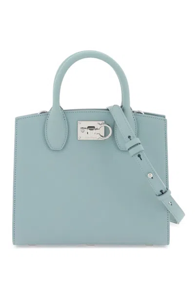 Ferragamo Luxurious Studio Box Handbag In Hammered Calf Leather For Women In Burgundy