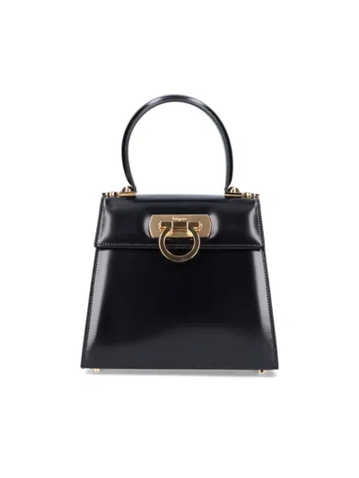 Ferragamo Luxury Calf Leather Mini Bag With Soft Leather Lining In Black