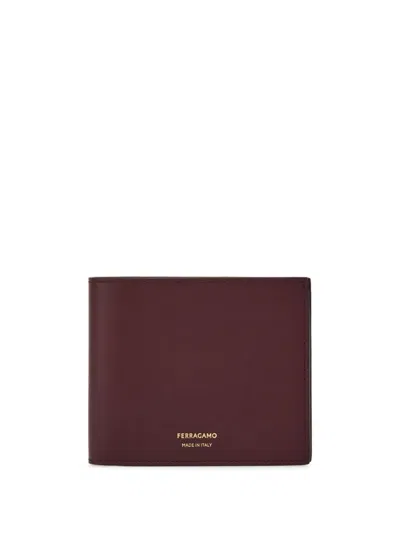 Ferragamo Luxury Red Leather Wallet For Men In Brown