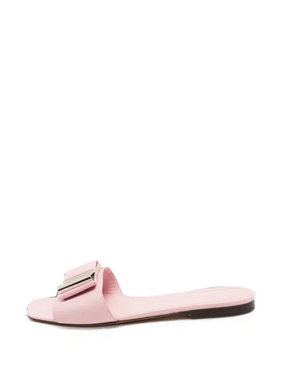 Pre-owned Ferragamo Lyana Bow-detail Flat Sandals In Pink