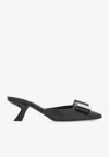 Ferragamo Lycia 55 Double Bow Mules In Black