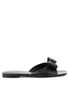 Ferragamo Vara Padded Bow-detail Slides In Black