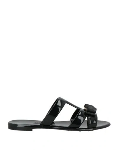 Ferragamo Lylia J Woman Sandals Black Size 7 Pvc - Polyvinyl Chloride