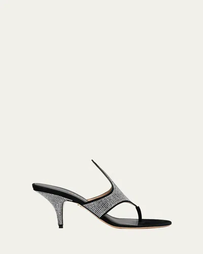 Ferragamo Lyrai Crystal Suede Thong Sandals