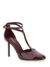 Ferragamo Lysandra Bordeaux Pumps With Logo Lettering On The Sole In Leather In Red