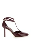 Ferragamo Lysandra Bordeaux Pumps With Logo Lettering On The Sole In Leather In Multicolor