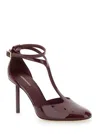 Ferragamo Lysandra Bordeaux Pumps With Logo Lettering On The Sole In Leather In Red