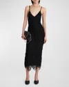 Ferragamo Crocheted Silk-blend Midi Halter Dress In Nero