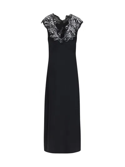 Ferragamo Macramé Lace V-back Dress In Black