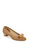 Ferragamo Macramé Vara Bow Pump In Brown