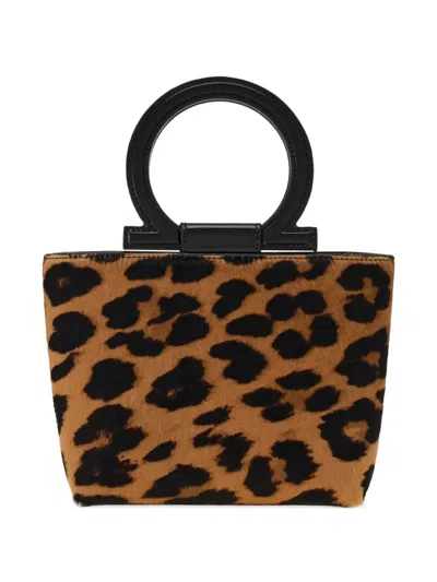 Ferragamo Macro Gancini Mini Bag In Brown