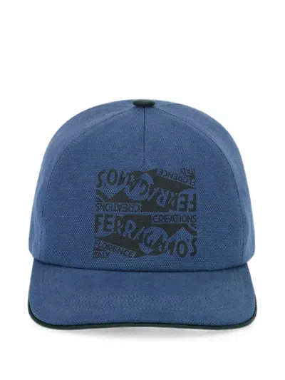 Ferragamo Macro Logo Baseball Cap In Blau