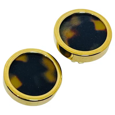 Pre-owned Ferragamo Made In Italy Signed Vintage Gold Plated Glass Clip On Earrings In Multi