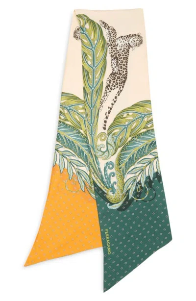 FERRAGAMO FERRAGAMO MADRAS 2 SILK TWILL SKINNY SCARF