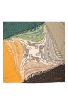 Ferragamo Feather Print Silk Square Scarf In Multi