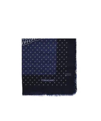 Ferragamo Madras Printed Stole In Blue