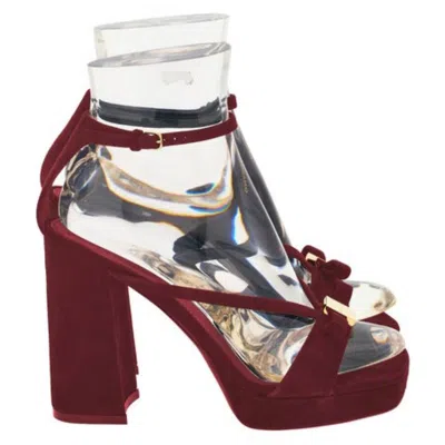 Ferragamo Mael 85 Platform Sandals In Burgundy