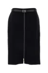 Ferragamo Stretch Wool Blend Skirt With Belted Waist