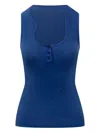 Ferragamo Débardeur Avec Col Profilé Bleu In Blue