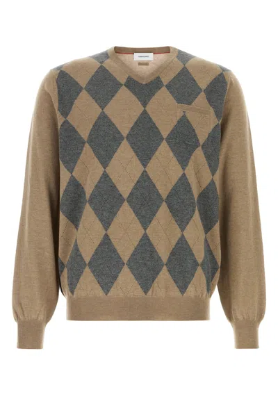 Ferragamo Maglione In Lana Cappuccino Uomo In Brown