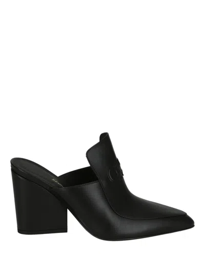 Ferragamo Malfa Leather Heeled Mule In Black