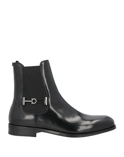 Ferragamo Man Ankle Boots Black Size 6.5 Calfskin