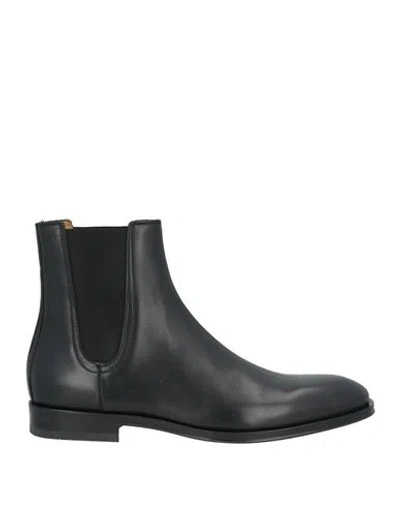 Ferragamo Man Ankle Boots Black Size 7.5 Leather In Multi
