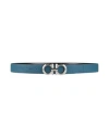 Ferragamo Man Belt Blue Size 43.5 Textile Fibers In Blue