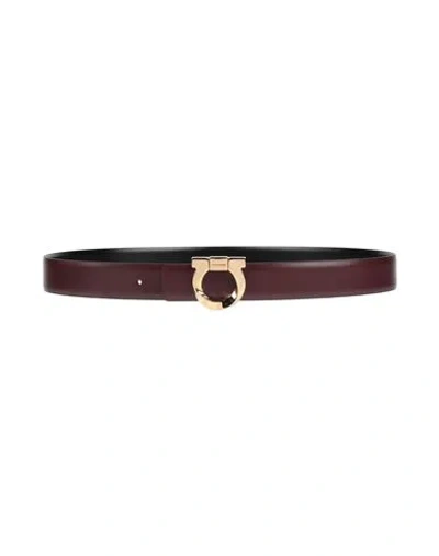 Ferragamo Man Belt Burgundy Size 39.5 Leather In Red
