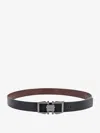 Ferragamo Men Gancini Buckle Leather Belt In Black