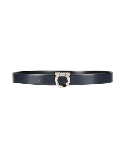 Ferragamo Man Belt Midnight Blue Size 42 Leather