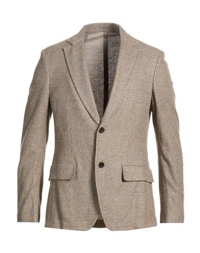 Ferragamo Man Blazer Beige Size 48 Cotton, Linen In Gray