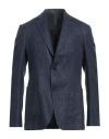 Ferragamo Man Blazer Navy Size 44 Virgin Wool, Silk, Linen, Polyamide In Blue