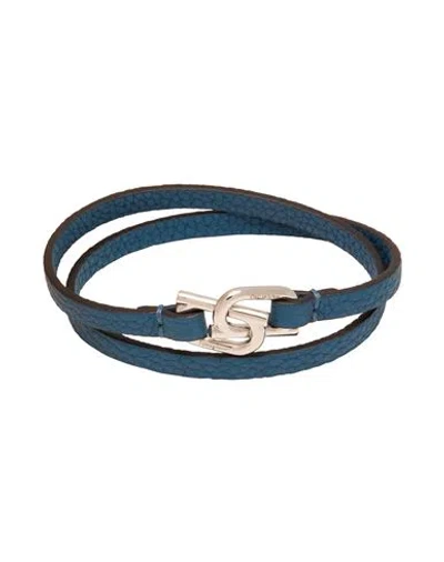Ferragamo Man Bracelet Blue Size - Leather