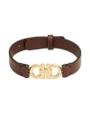 Ferragamo Man Bracelet Brown Size - Calfskin, Brass In Brown