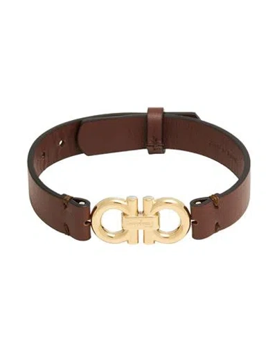 Ferragamo Man Bracelet Brown Size - Calfskin, Brass