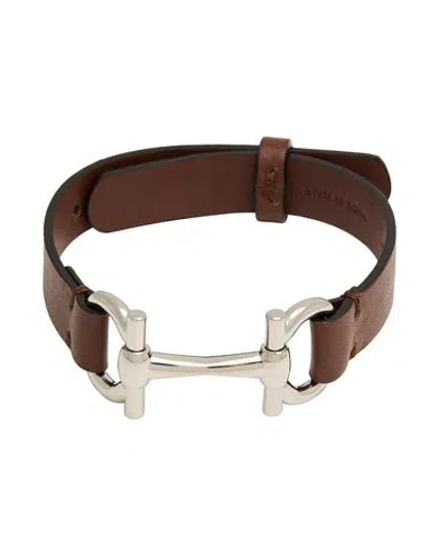 Ferragamo Man Bracelet Brown Size - Leather, Brass
