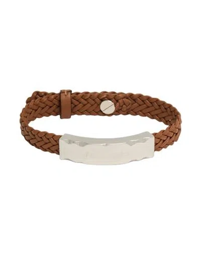 Ferragamo Man Bracelet Camel Size - Leather, Metal In Brown