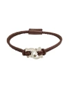 Ferragamo Man Bracelet Chocolate Brown Size - Leather, Metal In Brown