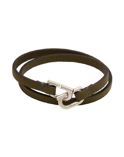Ferragamo Man Bracelet Military Green Size - Leather