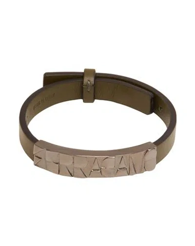 Ferragamo Man Bracelet Military Green Size - Leather, Brass