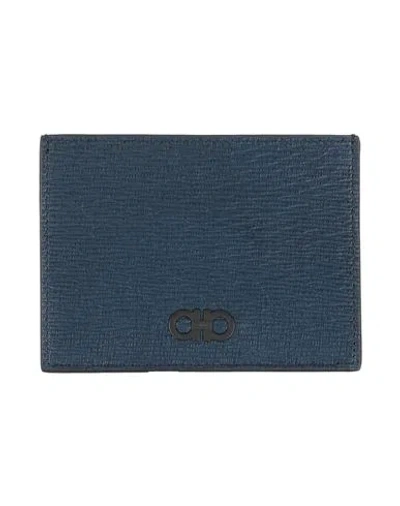 Ferragamo Man Cardholder Navy Size - Calfskin In Blue