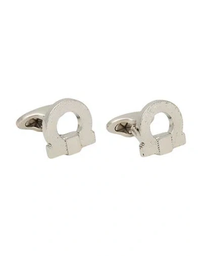 Ferragamo Man Cufflinks And Tie Clips Silver Size - Brass