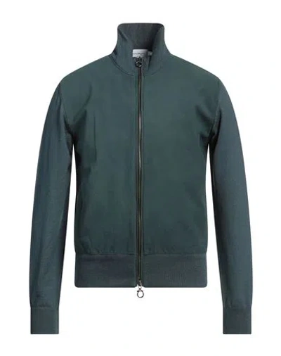 Ferragamo Man Jacket Deep Teal Size M Virgin Wool, Lambskin In Green