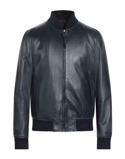 Ferragamo Man Jacket Midnight Blue Size 46 Lambskin