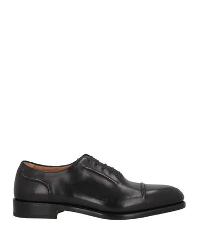 Ferragamo Man Lace-up Shoes Black Size 9 Leather In Black