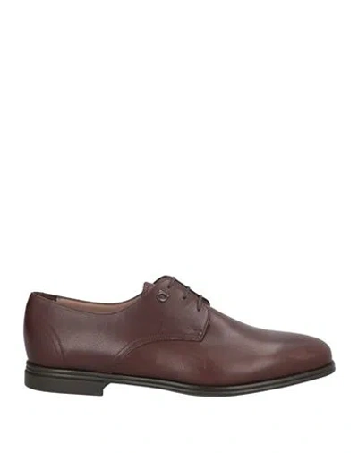 Ferragamo Man Lace-up Shoes Cocoa Size 11.5 Leather In Brown