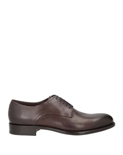 Ferragamo Man Lace-up Shoes Dark Brown Size 8 Leather