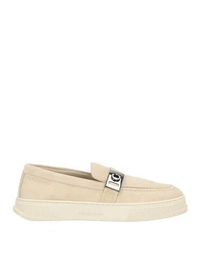 Ferragamo Man Loafers Beige Size 7 Calfskin In Neutral